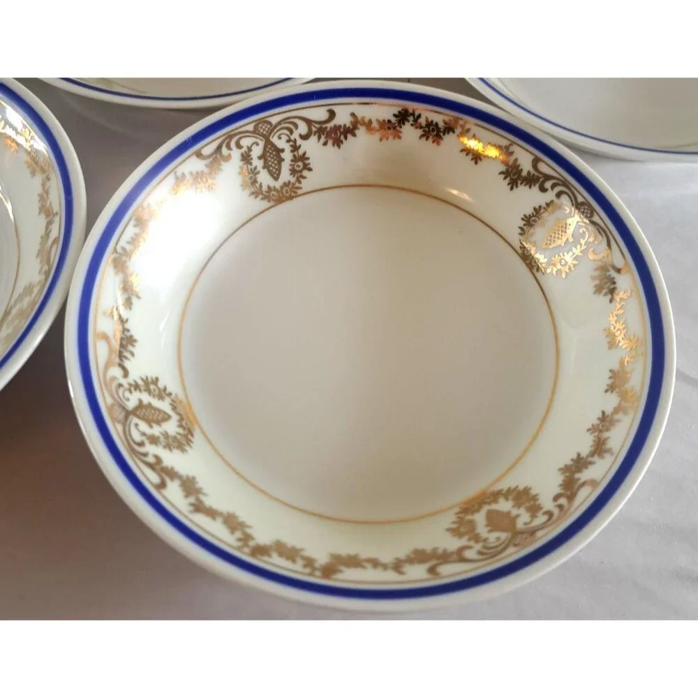 Haviland Limoges France Small Berry Bowls Cobalt Blue Gold Garland Neoclassical